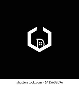 Initial D Home Logo design. Real estate business logo in black background
