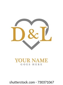 Initial D & L with love background logo template vector