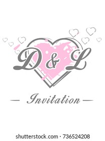 Initial D & L wedding invitation logo template vector