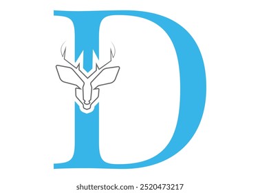 initial D  latter with Head vector logo design wild animal with horns quality stylish luxury,