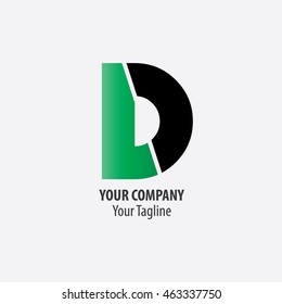 Initial D LD Isolated Letter Logo Green Black