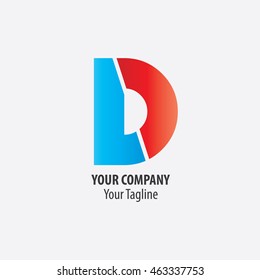 Initial D LD Isolated Letter Logo Blue Red