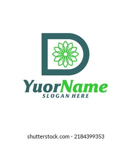 Initial D with Leaf Logo Design Template. Letter D logo concept vector. Creative Icon Symbol