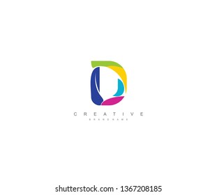Initial D letter abstract modern colorful liquid minimalist logo