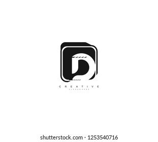 Initial D Letter Abstract Simple Black Rectangle Emblem Logotype