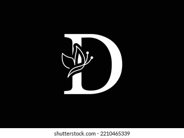 Initial D Letter alphabet with  Butterfly Logo. Black and white Butterfly Sign Concept Template