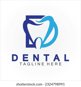 Ursprünglicher D-Brief mit Dentalsymbol in Form von Vektorlogo Design-Illustration geeignet für Zahnmedizin, Klinikzahnarzt, Zahnpflege.