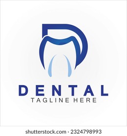 Ursprünglicher D-Brief mit Dentalsymbol in Form von Vektorlogo Design-Illustration geeignet für Zahnmedizin, Klinikzahnarzt, Zahnpflege.