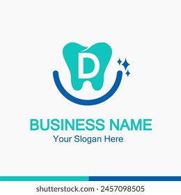 Initial D Letter for Dentist or Dental Clinic Modern Logo Idea. Dental Care, Teeth Care, Orthodontic, Dentistry Logo Concept