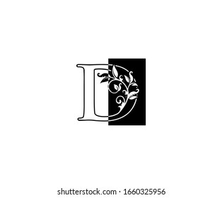 Letra D inicial con el logotipo Line y Square Shape