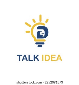 Initial D Letter with Light Bulb and Chat Icon for Inovative Technology Company Logo Idea Template