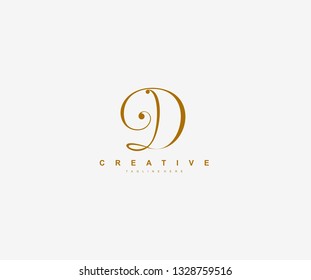 Initial D Letter Linked Beauty Script Signature Logotype
