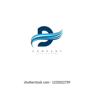 Initial D Letter Linked Swoosh Wave Flying Wings Logotype