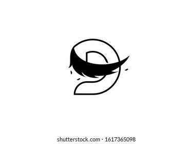 Initial D letter linked swoosh angel wing beauty monogram logo