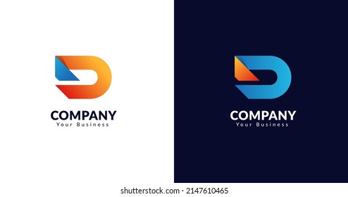 Initial D letter logo design template, creative gradient concept, vector illustration