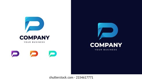 Plantilla de diseño del logotipo de la letra D inicial, concepto de gradiente creativo, ilustración vectorial