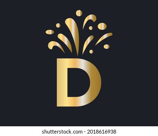 Logo inicial de la letra D con concepto de lujo. Elegante logo D concepto de lujo y celebración