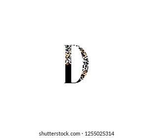 Initial D Letter with Luxury Leopard Pattern Logotype