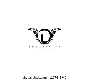 Initial D Letter Monogram Floral Crest Logotype