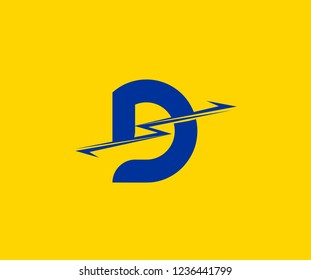 Initial D Letter Swoosh Bolt Electric Logotype