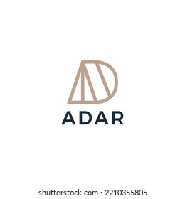 Initial A D Line Monogram Logo Vector. Letter DA Typography Icon. Initial K Luxury Alphabet. Modern, Elegant, Luxury Style for Company Brand Identity