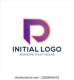 initial d logo design gradient colorful