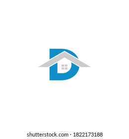 Diseño del logotipo D inicial para la vivienda, el hogar y los bienes inmuebles