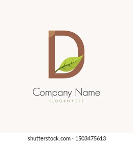 Initial D logo design with nature flat style