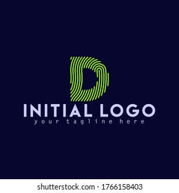 Plantilla de diseño de logotipo de impresión de tipografía con logotipo D inicial