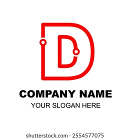 Initial D Logo. Modern D letter. Creative letter D monoline logo design vector template. Logotype for technology bussiness or tech club for research education