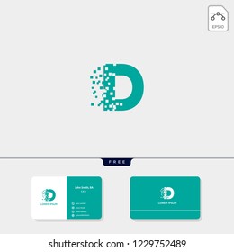 initial D logo template for technology, dental, business corporate vector illustration, business card design template include