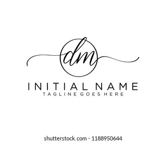 Initial D M handwriting logo vector. Hand lettering for designs