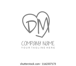 Initial D M with love logo template vector