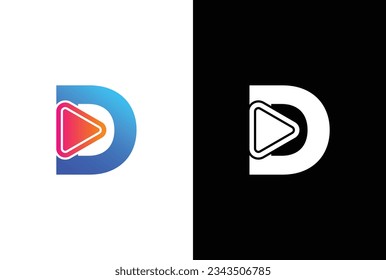 Initial D Media Logo, letter D with Play button, Usable for Brand and company Logos, Flat Design Logo Template, vector illustration