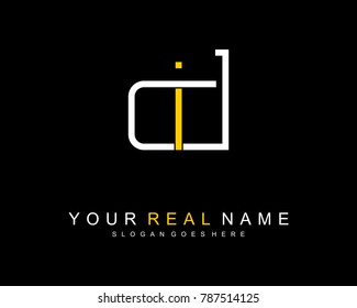 Initial D & I minimalist logo template vector