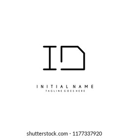 Initial I D minimalist modern logo identity vector