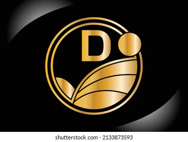Initial D monogram alphabet with agriculture Gold color. agriculture logo design vector template. Font emblem. Modern vector logo for business.