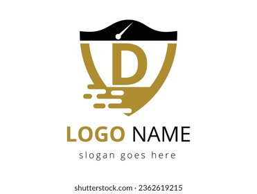 Initial D monogram alphabet with Speed Logo Design. Modern Letter with Speed Logo Design