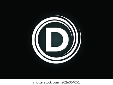 Alfabeto monograma D inicial en espiral. Diseño de logotipo de desbordamiento de espiral giratoria. emblema de letra.  Logo vectorial moderno para el negocio, e identidad de la empresa