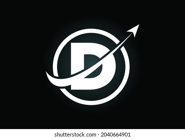 Initial D monogram alphabet symbol design incorporated with the arrow. Financial or success logo concept. Font emblem. Logo for accounting business and company identity