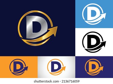 Initial D monogram alphabet symbol design incorporated with the arrow. Financial or success logo concept. Font emblem. Logo for business and company identity
