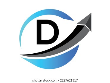 Initial D Monogramm-Alphabet-Symbol-Design mit dem Pfeil integriert. Logo-Konzept für Finanzen oder Erfolg.
