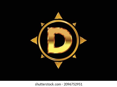 Initial D monogram letter alphabet in a compass. Font emblem. Compass logo sign symbol. Modern vector logo design for business and company identity.