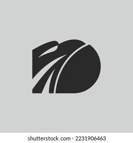 Initial D monogram letter alphabet with Eagle head negative space symbol. Creative Eagle head vector illustration. Modern logo design for business