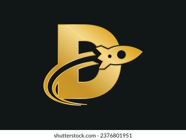 Initial D monogram letter alphabet with a Rocket logo design. Rocket icon. Modern vector logotype for business and company identity.