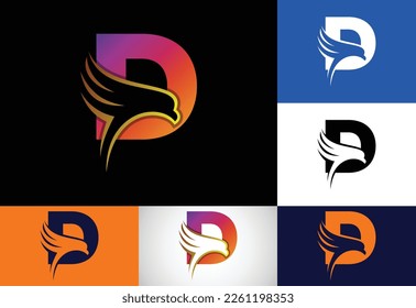 Initial D monogram letter with Eagle head negative space symbol. Creative Eagle head logo design