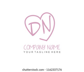 Initial D N with love logo template vector