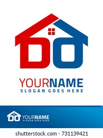 Initial D & O real estate logo template vector