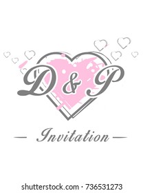 Initial D & P wedding invitation logo template vector