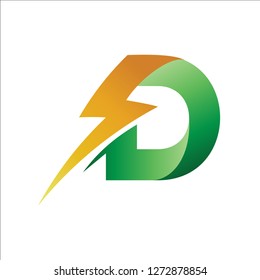 Initial D power logo, Letter D thunder